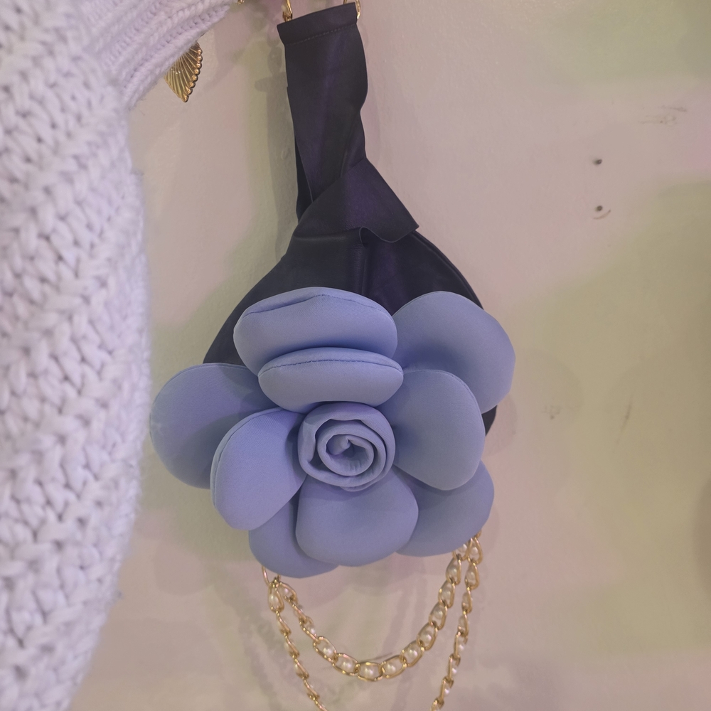 Elegant Blue Floral Mini Bag